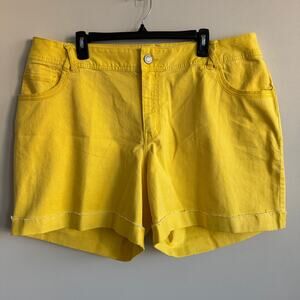 Lane Bryant Denim Shorts Raw Hem Cuffed Bright Denim Yellow 22 NWT